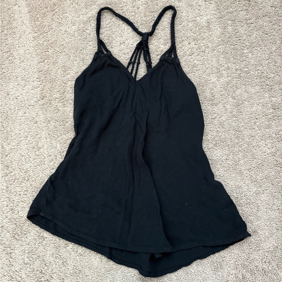 Rip Curl Black Criss Cross Back Pattern Tank Top - Picture 1 of 4